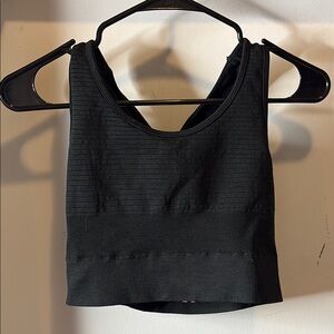 alphalete black cross back sports bra